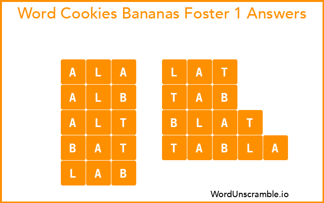 Word Cookies Bananas Foster 1 Answers