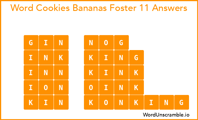 Word Cookies Bananas Foster 11 Answers