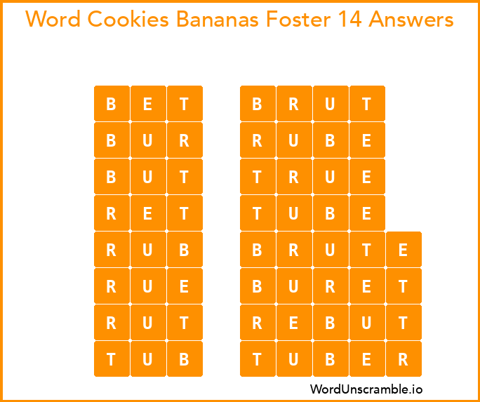Word Cookies Bananas Foster 14 Answers