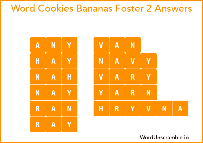 Word Cookies Bananas Foster 2 Answers