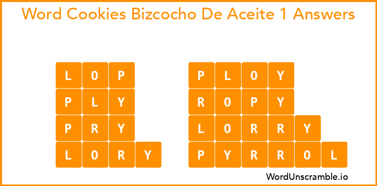 Word Cookies Bizcocho De Aceite 1 Answers