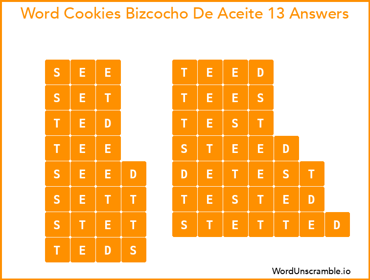 Word Cookies Bizcocho De Aceite 13 Answers