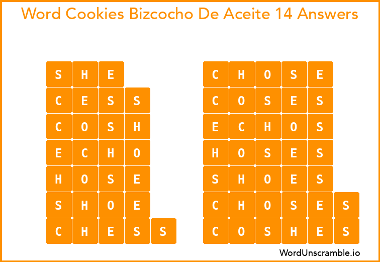 Word Cookies Bizcocho De Aceite 14 Answers