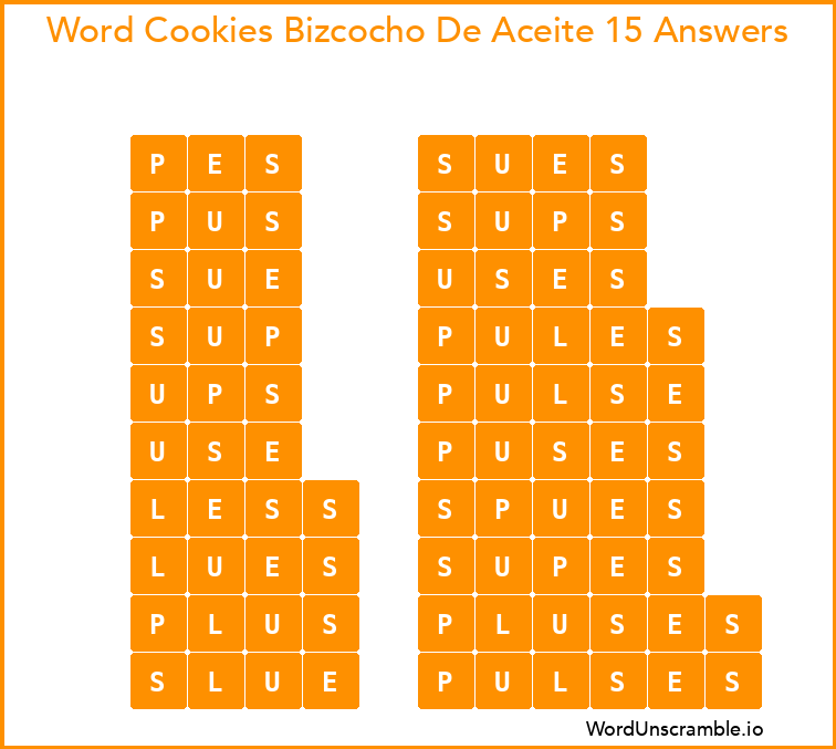Word Cookies Bizcocho De Aceite 15 Answers
