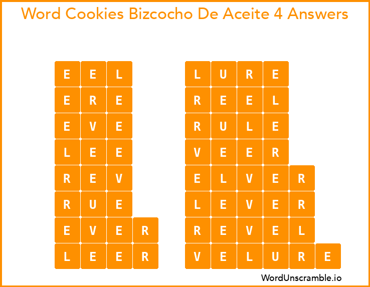 Word Cookies Bizcocho De Aceite 4 Answers