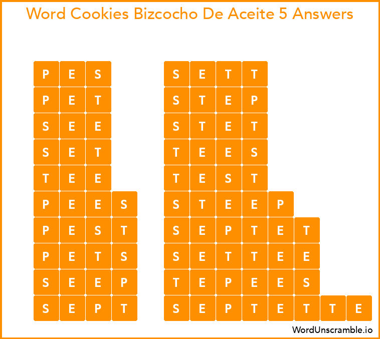 Word Cookies Bizcocho De Aceite 5 Answers