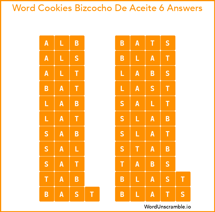 Word Cookies Bizcocho De Aceite 6 Answers