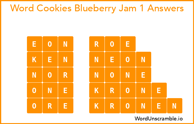 Word Cookies Blueberry Jam 1 Answers