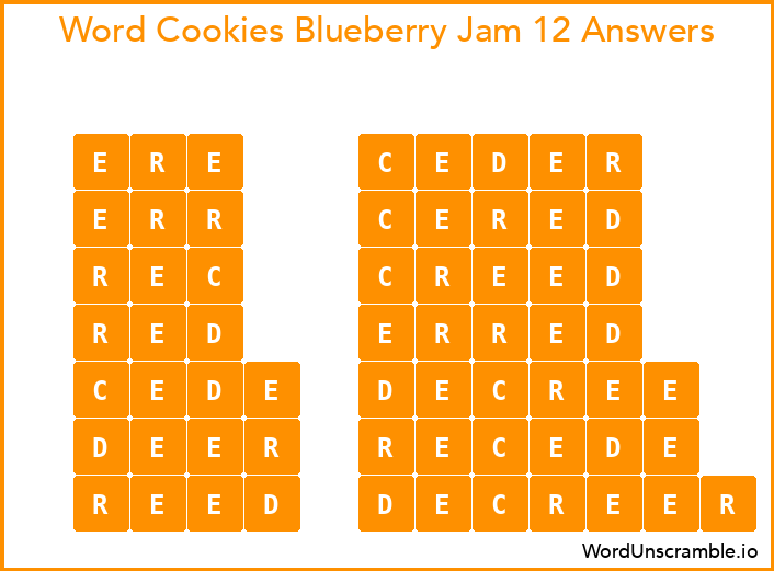 Word Cookies Blueberry Jam 12 Answers
