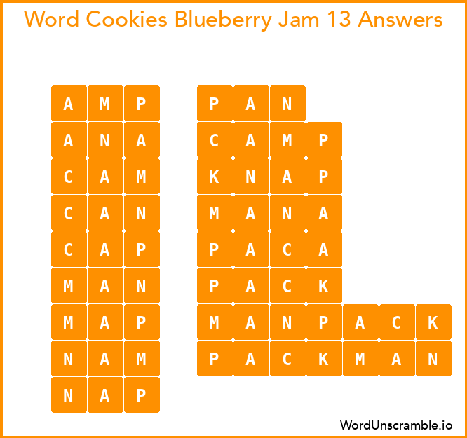 Word Cookies Blueberry Jam 13 Answers