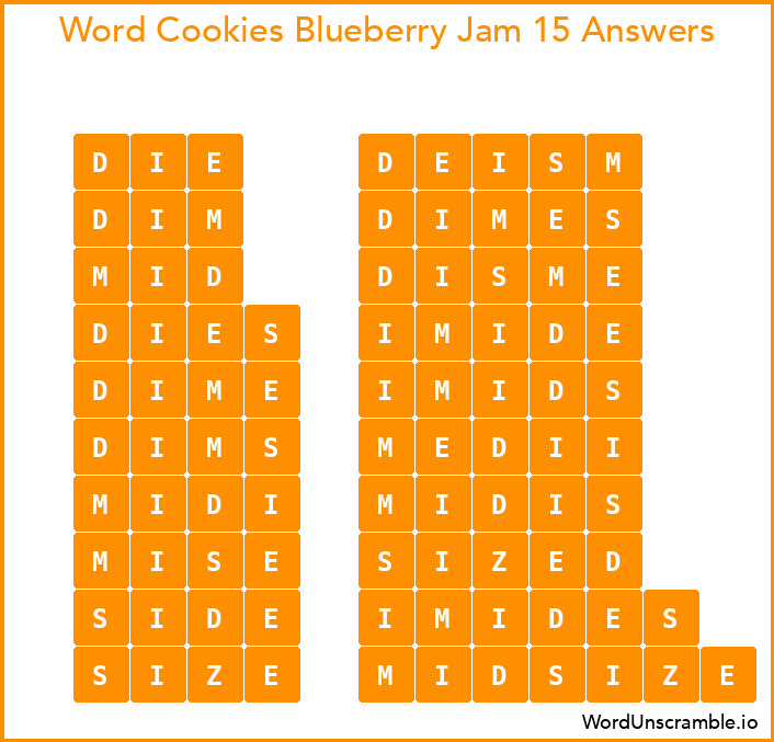Word Cookies Blueberry Jam 15 Answers