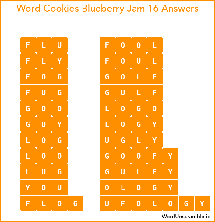 Word Cookies Blueberry Jam 16 Answers