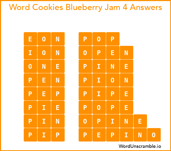 Word Cookies Blueberry Jam 4 Answers