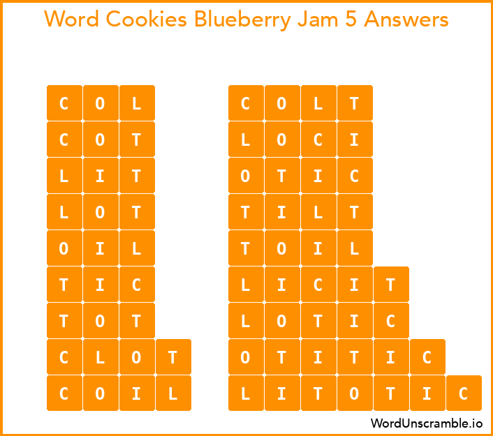 Word Cookies Blueberry Jam 5 Answers