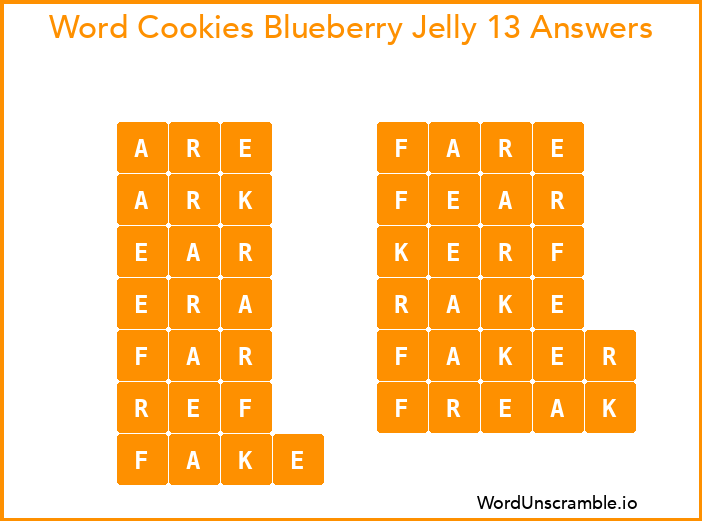 Word Cookies Blueberry Jelly 13 Answers