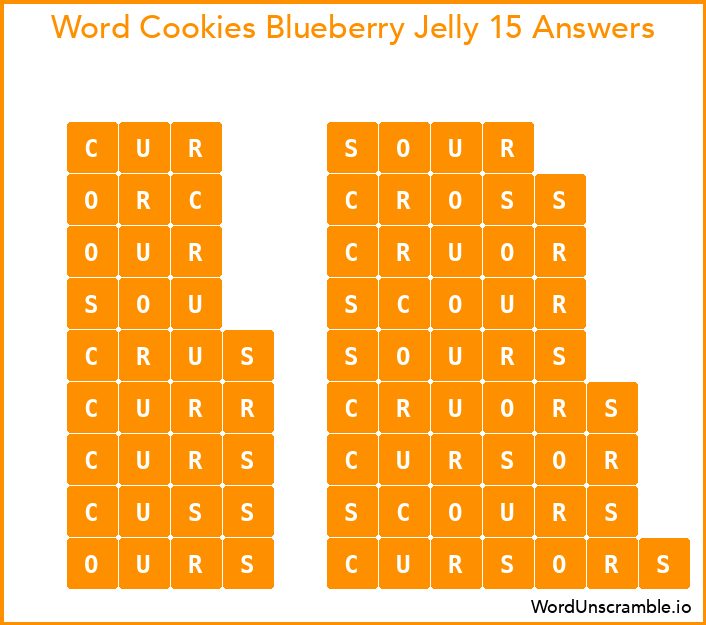 Word Cookies Blueberry Jelly 15 Answers