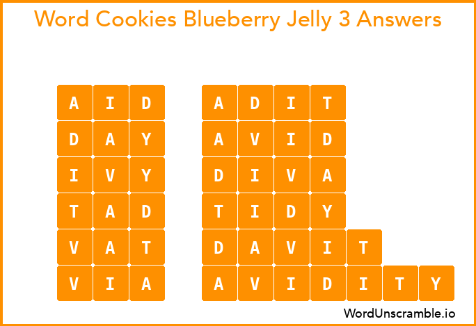 Word Cookies Blueberry Jelly 3 Answers