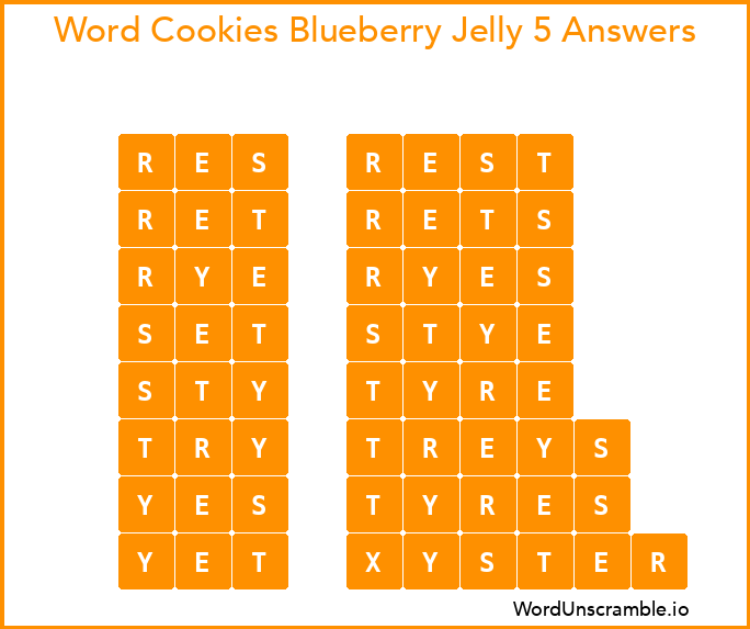 Word Cookies Blueberry Jelly 5 Answers