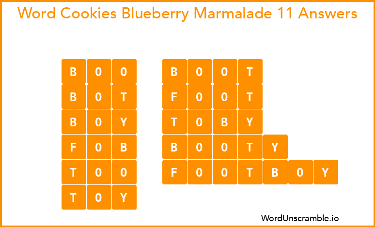 Word Cookies Blueberry Marmalade 11 Answers