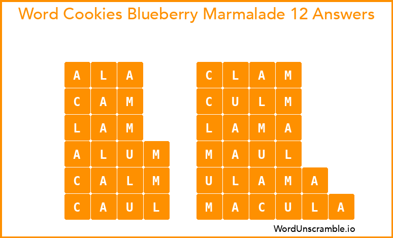 Word Cookies Blueberry Marmalade 12 Answers