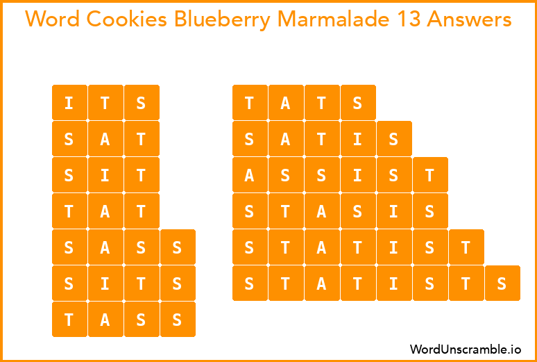 Word Cookies Blueberry Marmalade 13 Answers
