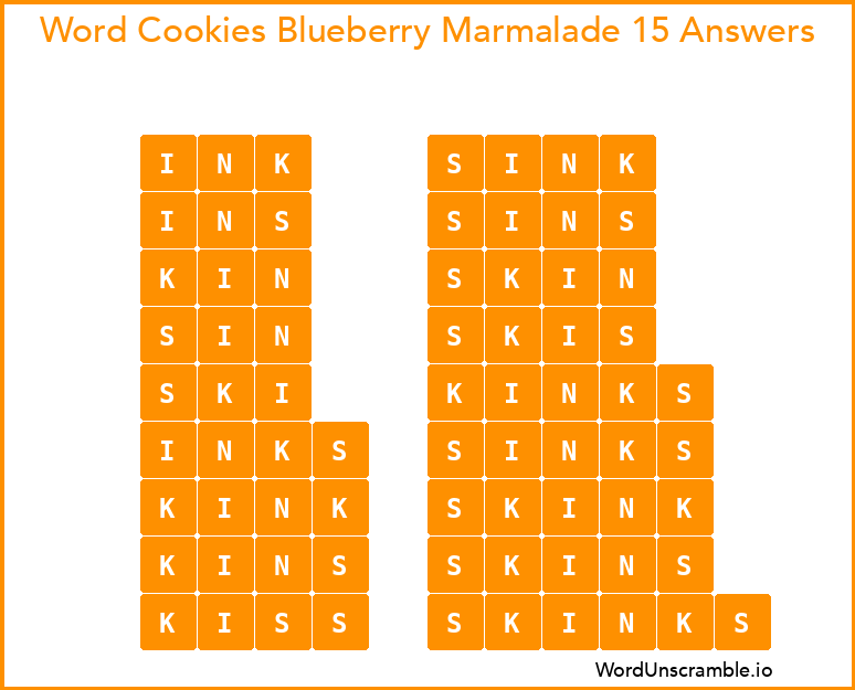 Word Cookies Blueberry Marmalade 15 Answers
