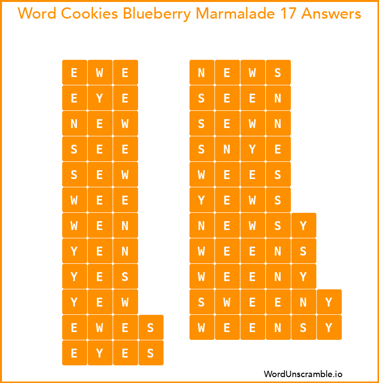 Word Cookies Blueberry Marmalade 17 Answers