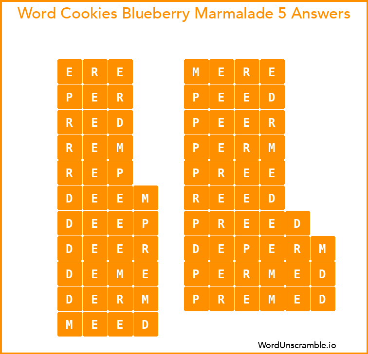 Word Cookies Blueberry Marmalade 5 Answers