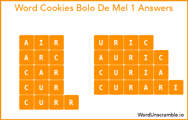 Word Cookies Bolo De Mel 1 Answers