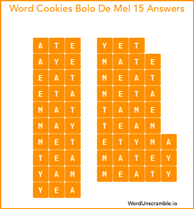 Word Cookies Bolo De Mel 15 Answers