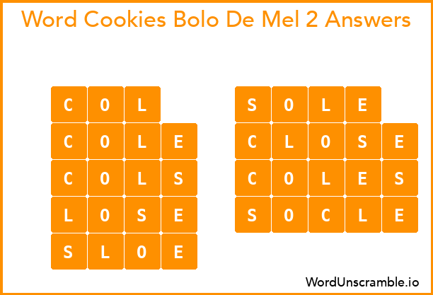 Word Cookies Bolo De Mel 2 Answers