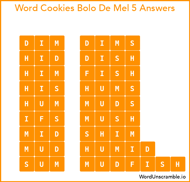 Word Cookies Bolo De Mel 5 Answers