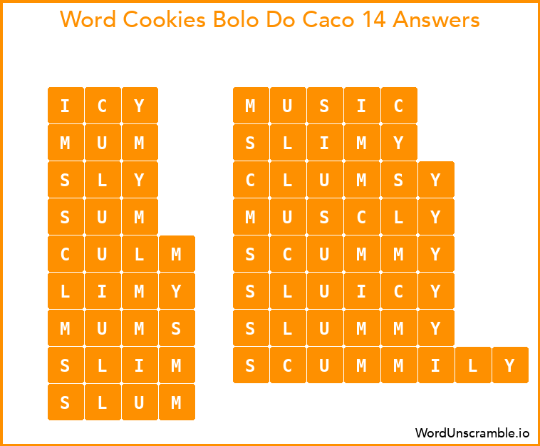 Word Cookies Bolo Do Caco 14 Answers