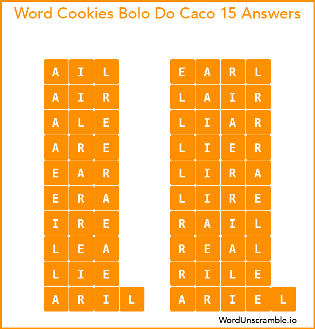 Word Cookies Bolo Do Caco 15 Answers
