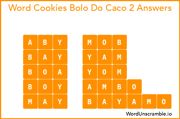 Word Cookies Bolo Do Caco 2 Answers