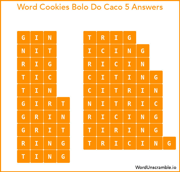 Word Cookies Bolo Do Caco 5 Answers