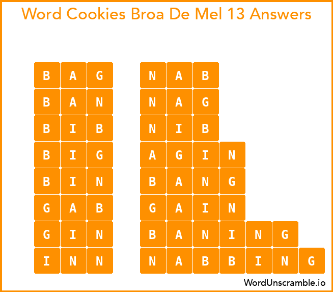 Word Cookies Broa De Mel 13 Answers