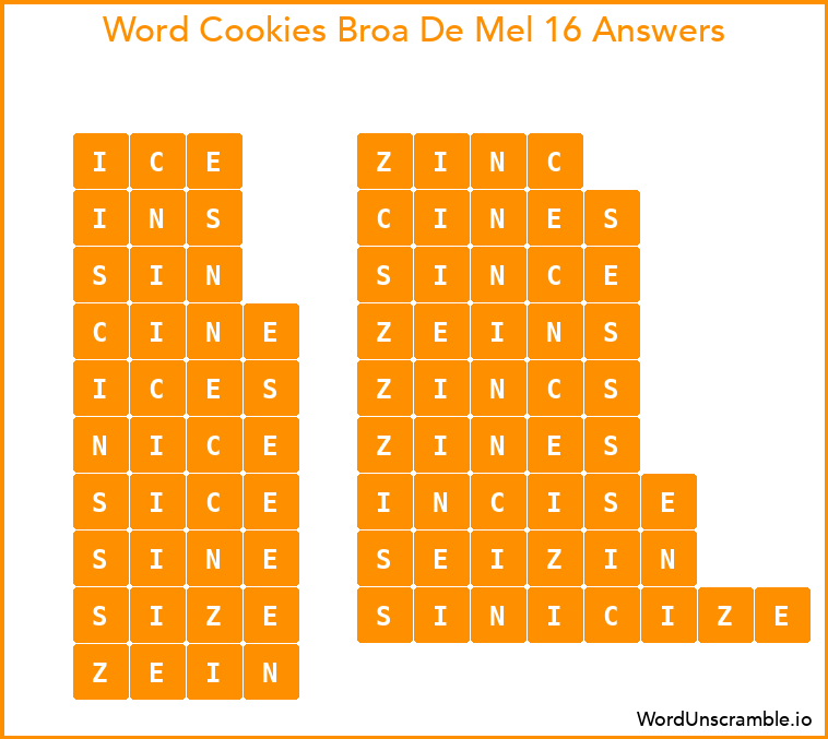 Word Cookies Broa De Mel 16 Answers