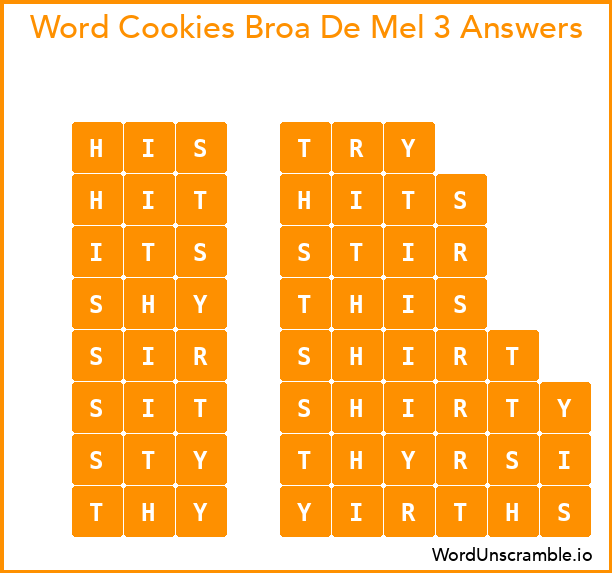 Word Cookies Broa De Mel 3 Answers