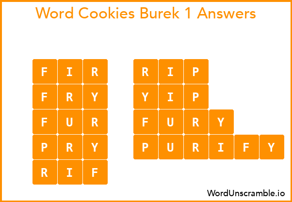 Word Cookies Burek 1 Answers