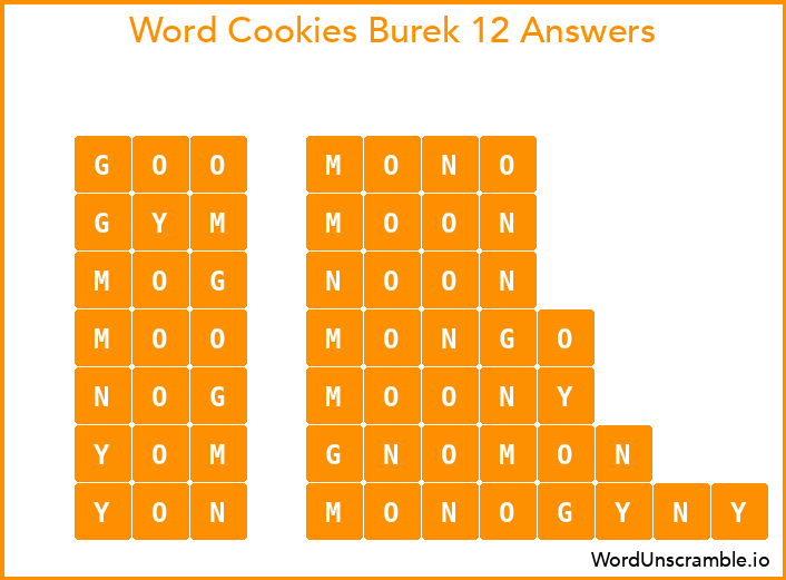 Word Cookies Burek 12 Answers
