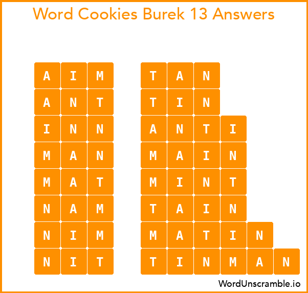 Word Cookies Burek 13 Answers