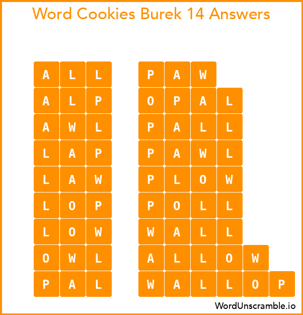 Word Cookies Burek 14 Answers