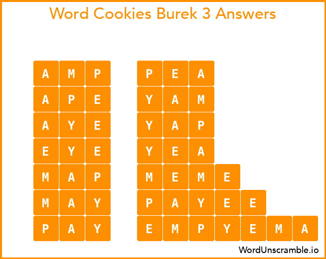 Word Cookies Burek 3 Answers