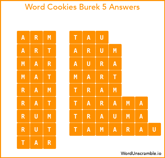Word Cookies Burek 5 Answers