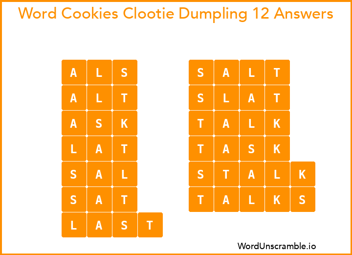 Word Cookies Clootie Dumpling 12 Answers