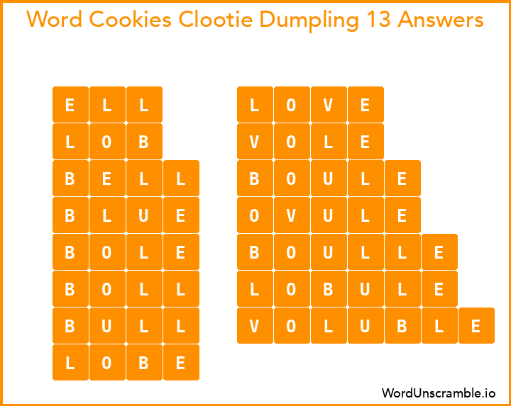 Word Cookies Clootie Dumpling 13 Answers
