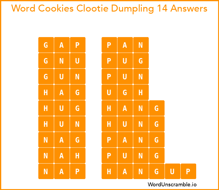 Word Cookies Clootie Dumpling 14 Answers