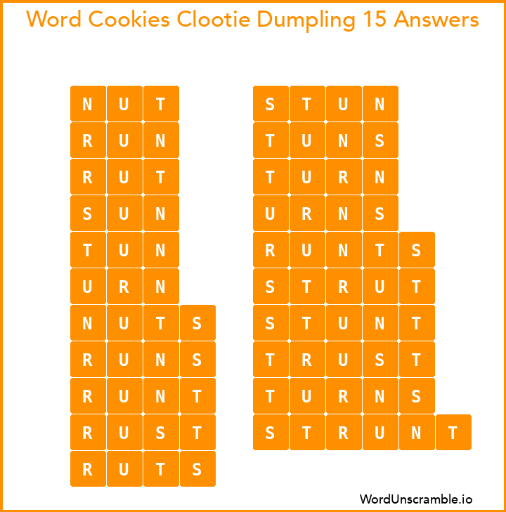 Word Cookies Clootie Dumpling 15 Answers