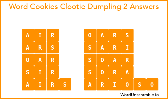 Word Cookies Clootie Dumpling 2 Answers